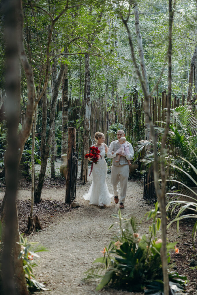 Tropical jungle wedding venue setup at Arcadia Tulum for spiritual destination ceremony